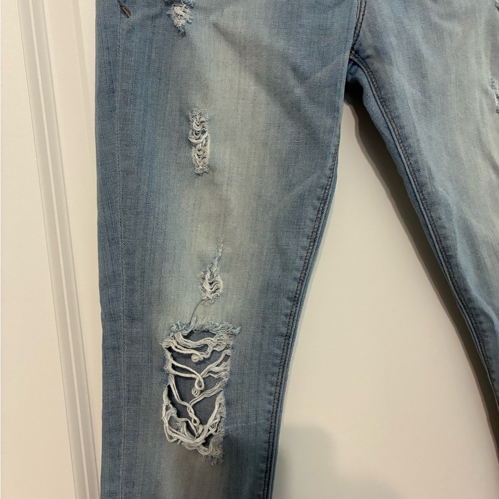 Express Blue Skinny Legging Mid Rise Distressed Jeans Womens 2R - Picture 5 of 11